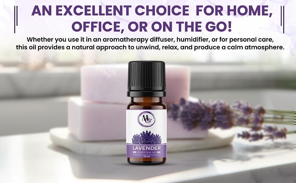 Lavender Essential Oil – 10ml Pure and Natural Diffuser Oil for Aromatherapy Diffuser, Humidifier, Massage – Undiluted, No Fillers (Lavender)