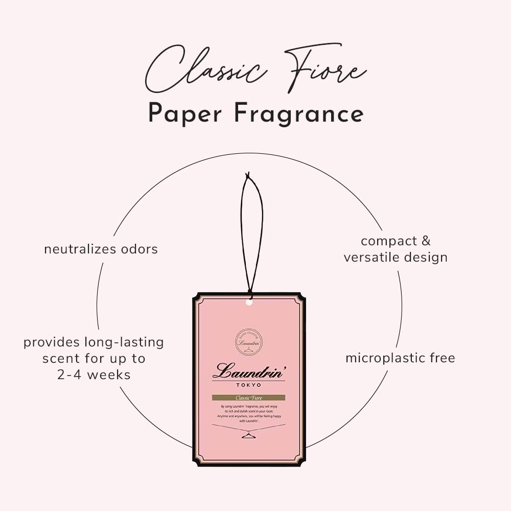 Laundrin Paper Fragrance Classic Fiore, 3pk - ClosetFreshener - Deodorizer Odor Eliminator - Sachets for Drawers and Closets - Drawer Fresheners for Clothes - Fresh Scents Sachet Packets