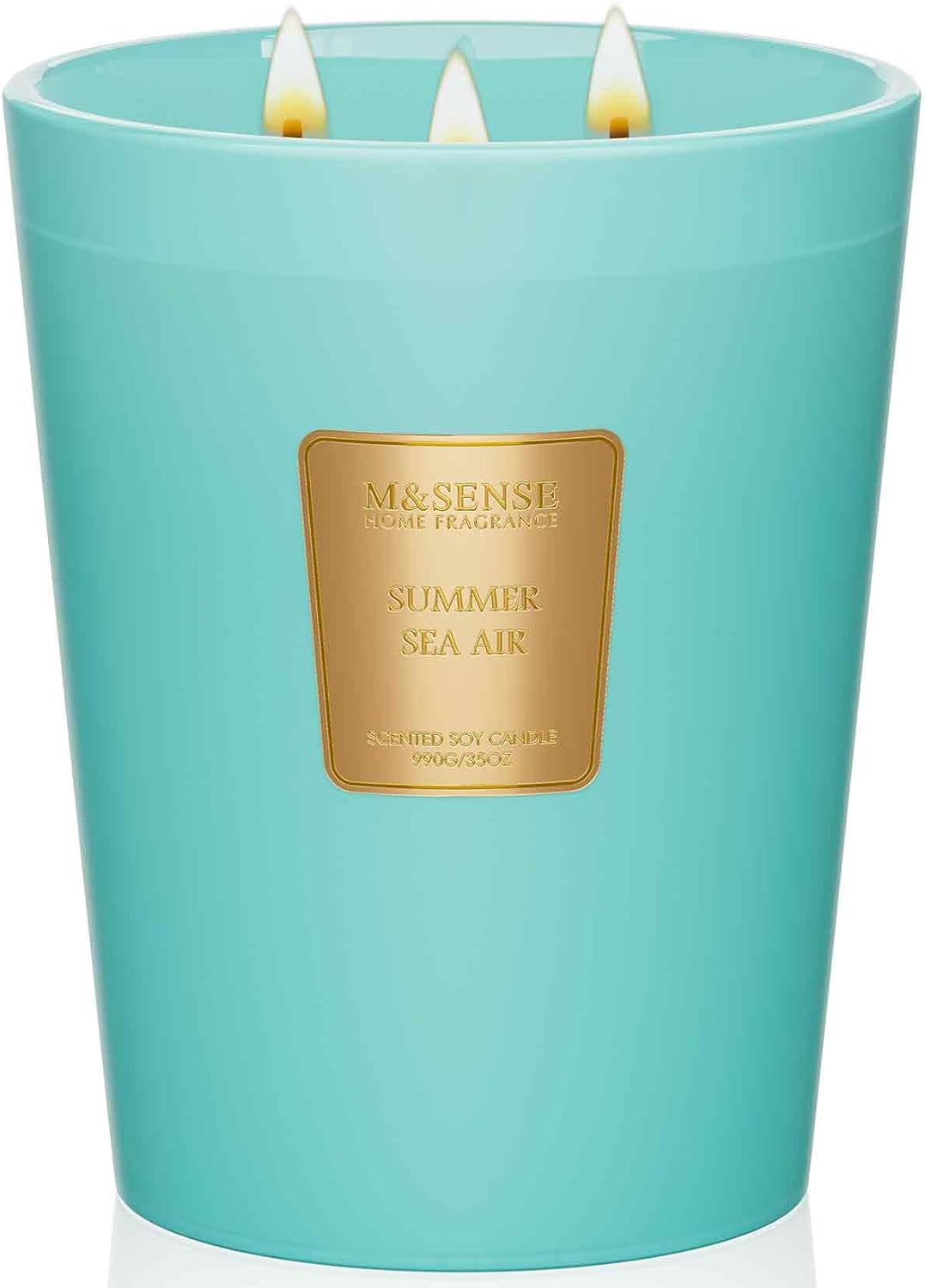M&SENSE Summer Sea Air Scented Candle, 35oz 3 Wick Extra Large Natural Soy Wax Candles 150 Hours Long Lasting Slow Burning, Candles Gift for Summer Home Decor