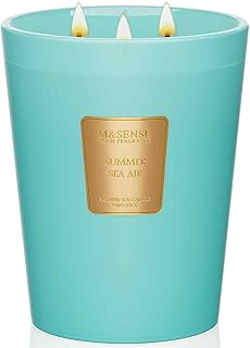 M&SENSE Summer Sea Air Scented Candle, 35oz 3 Wick Extra Large Natural Soy Wax Candles 150 Hours Long Lasting Slow Burning, Candles Gift for Summer Home Decor