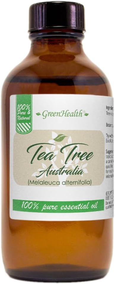 Tea Tree Essential Oil (Australia) – 4 fl oz (118 ml) Glass Bottle w/Cap – 100% Pure Essential Oil – GreenHealth