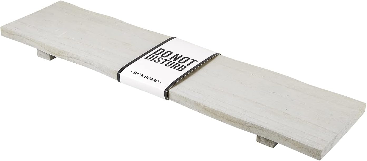 Santa Barbara Design Studio Pure Design Live Edge Paulownia Wood Bath Board, 32 x 8-Inch, Grey