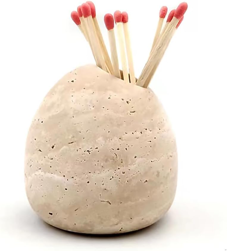 Travertine Match Holder Toothpick Holder Cute Beige Matches Jar Matchstick Holder/ 3x3x3 / Matches NOT Included