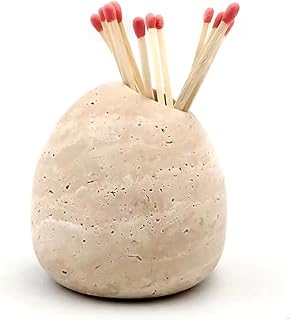 Travertine Match Holder Toothpick Holder Cute Beige Matches Jar Matchstick Holder/ 3x3x3 / Matches NOT Included