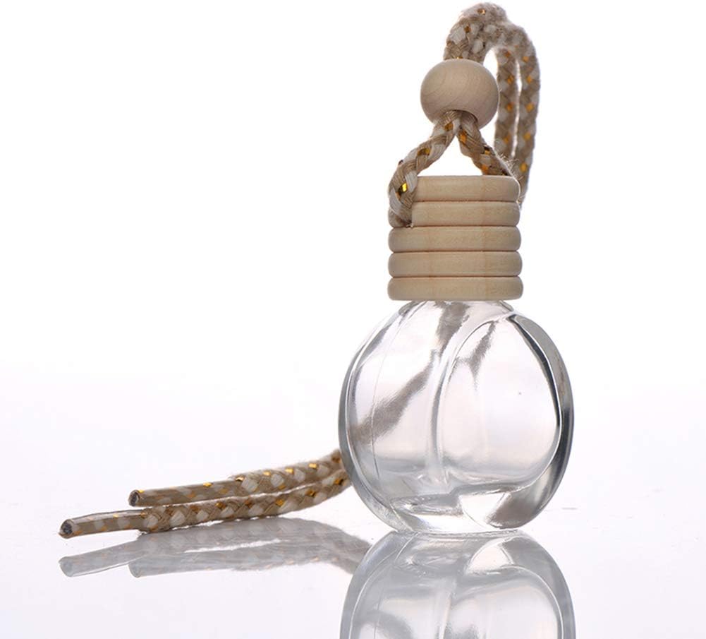 Car Aromatherapy Essential Oil Diffuser Bottle,10 Pack Car Air Freshener Bottle Empty Hanging Perfume Bottle Fragrance Decor Accessories Auto Window Ornament (round)
