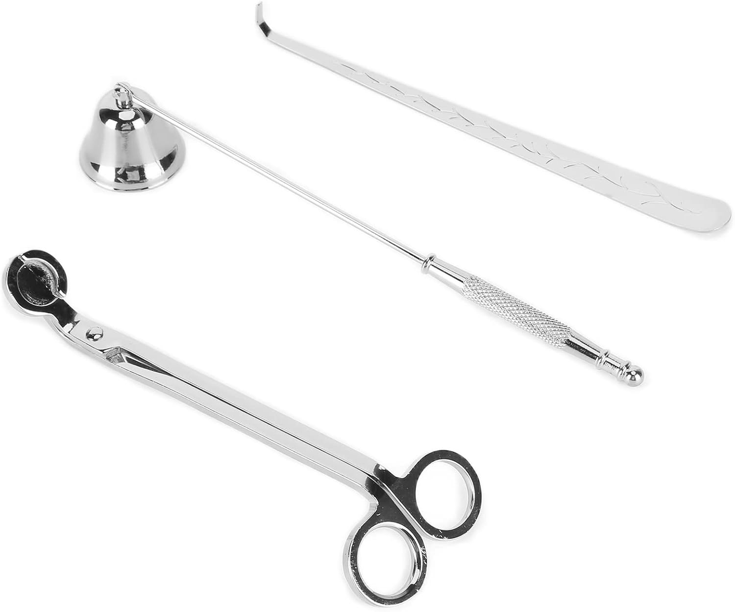 3PCS Candle Accessory Set Candle Wick Trimmer Cutter Snuffer Extinguisher Wick Dipper Gift Supplies (Silver)