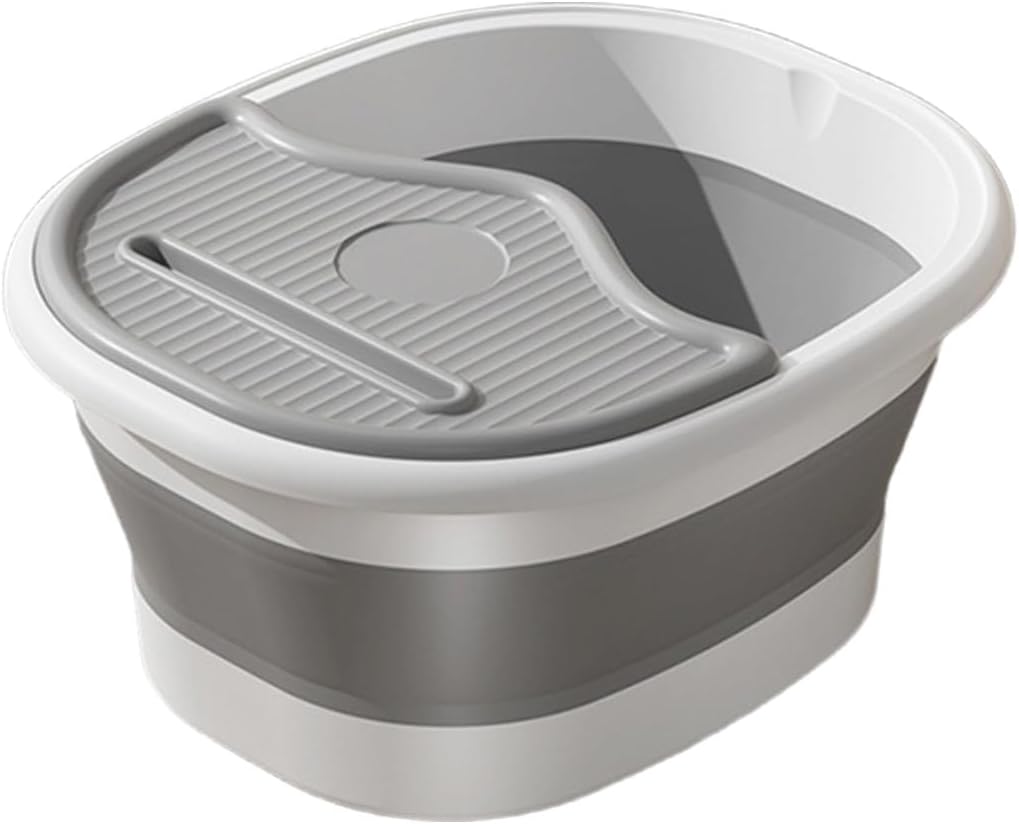 Collapsible Foot Bath Basin Foot Soaking Tub with Lid, Mobile Phones and Tablets Slot, Massage Collapsible Bucket Basin for Soaking Feet Wash Basin Small Bucket Footbath