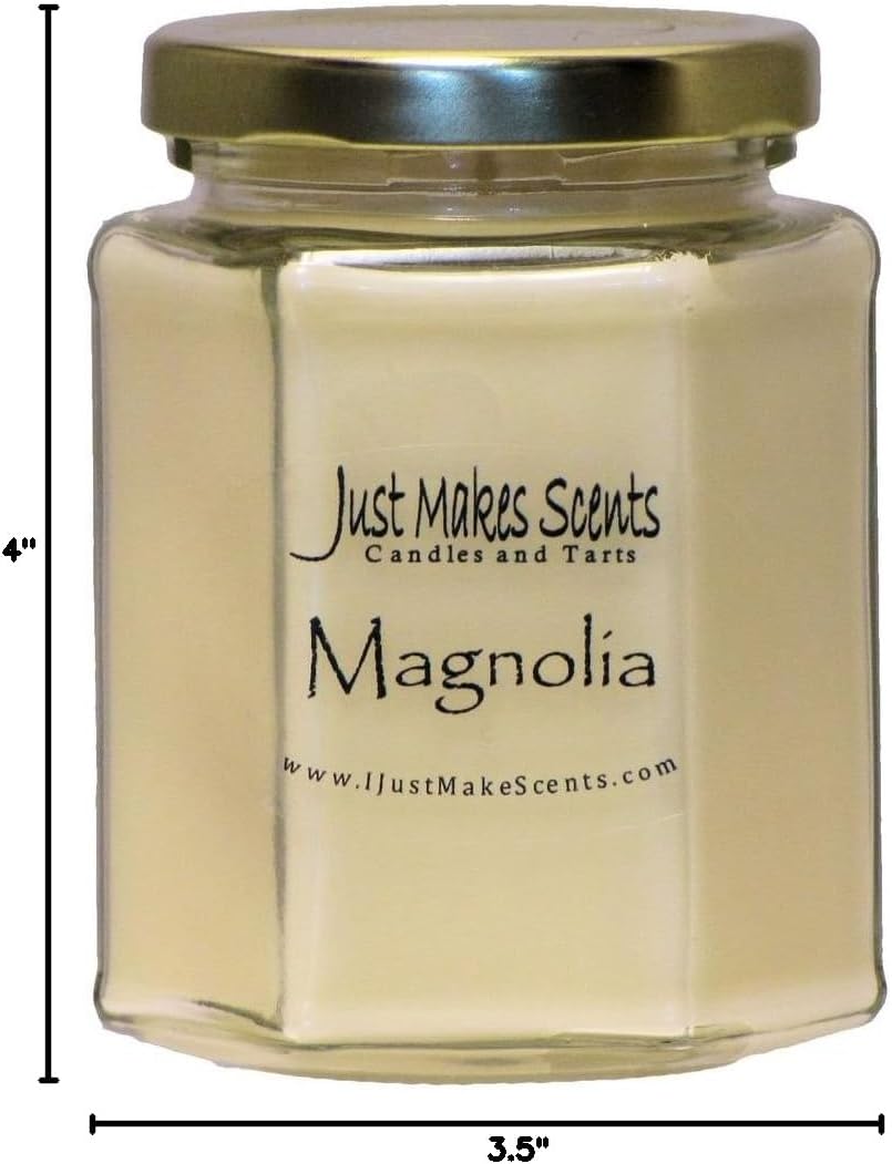Magnolia Scented Blended Soy Candle | Light and Lovely Floral Fragrance | Hand Poured in The USA by Just Makes Scents (8 oz)