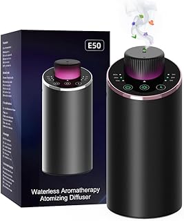 Waterless Essential Oil Diffuser Aromatherapy Scent Diffusers for Home Large Room, Bedroom, Car, Office, Desk, Battery Operated Mini Portable Air Freshener, 3 Countdown Timers & 3 Mist Levels