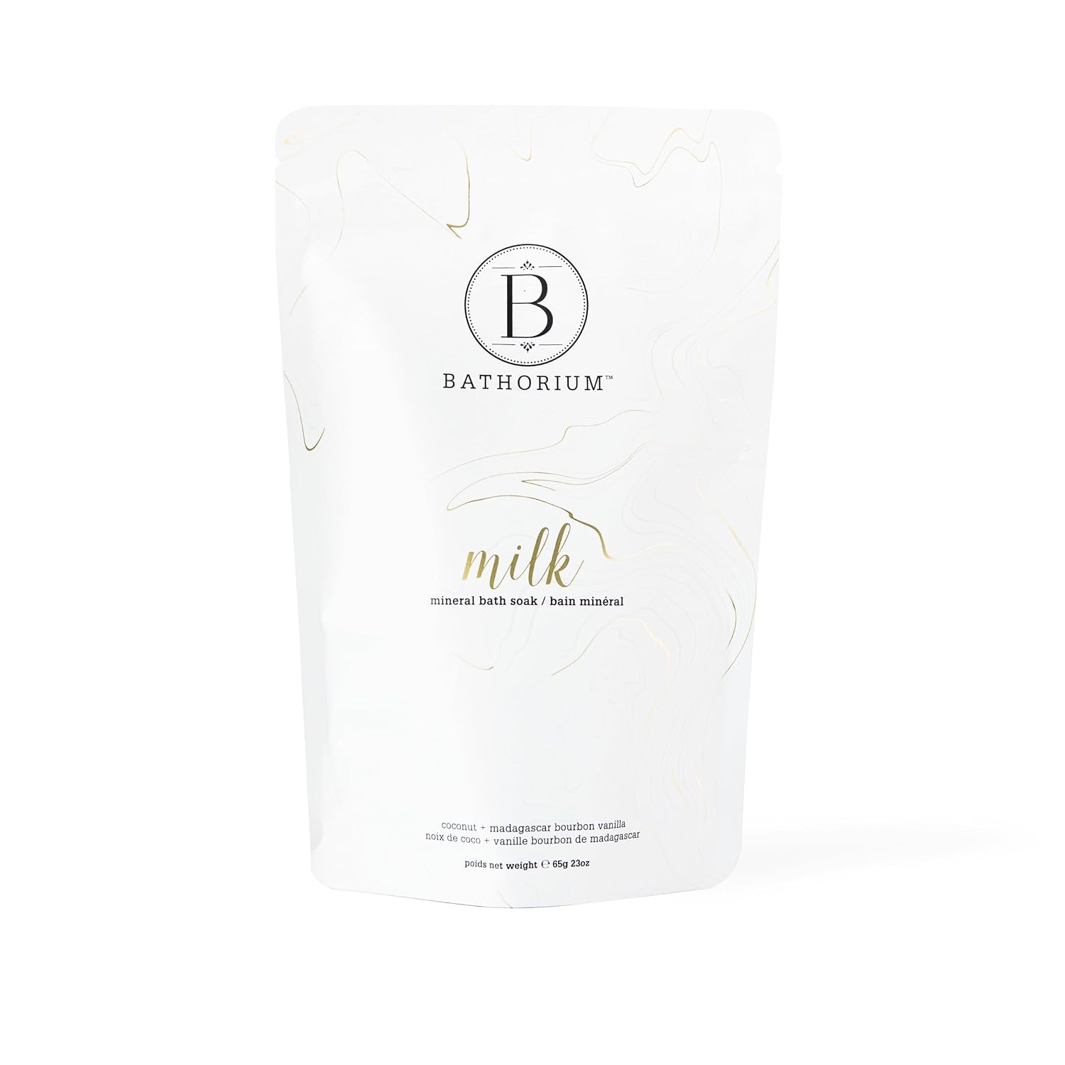 Bathorium Milk Mineral Bath Soak, Made with Coconut, Dead Sea Salt & Vanilla Bean CO2, Ideal for Hydration, pH Balanced Coconut Scented Bath Soak for Women, Approximately 5 Baths, 23 oz