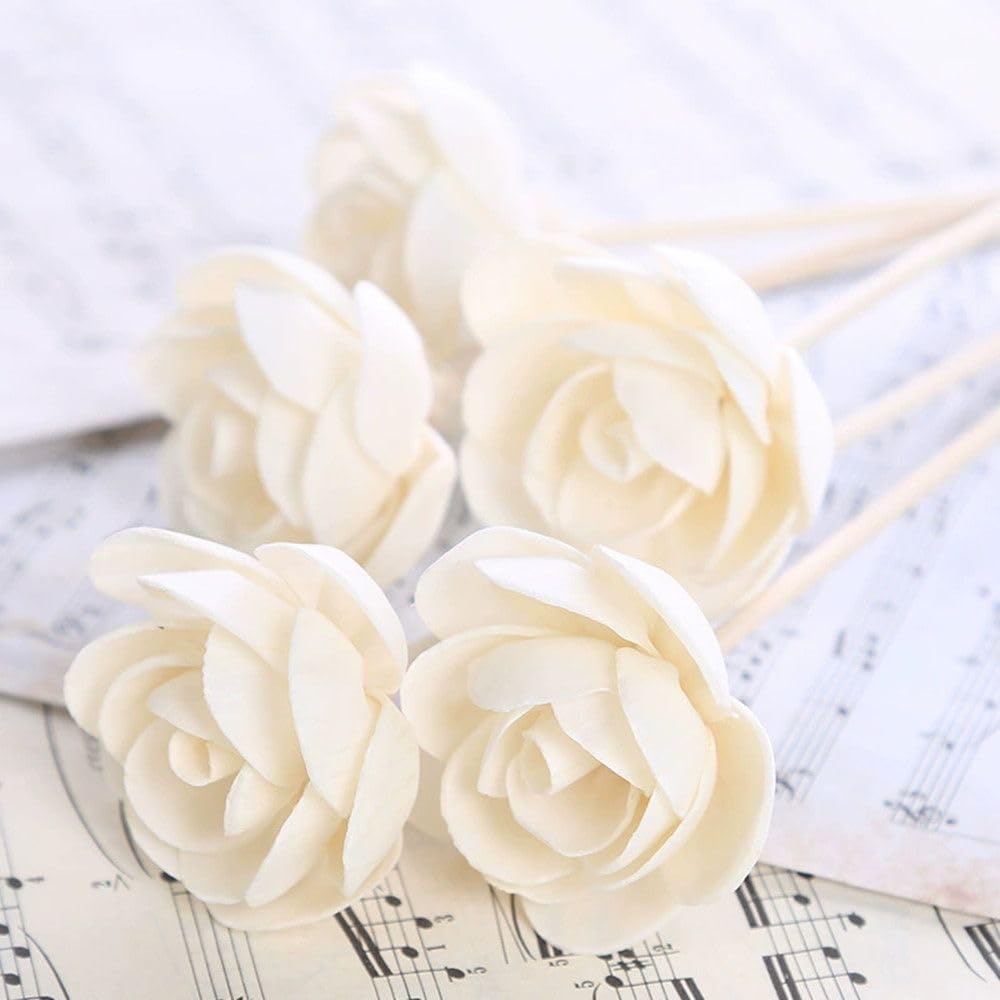 4 Pcs Flower Reed Diffuser Sticks, Rattan Reed Fragrance Diffuser with Flower Replacement Refill Rattan Sticks for Home, Office, Bathroom, Bedroom