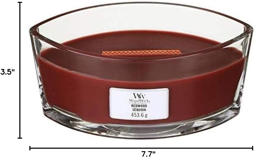 WoodWick Redwood Holiday Candle Gifts for Women and Men, 16 oz Ellipse Candle with Crackling Wick