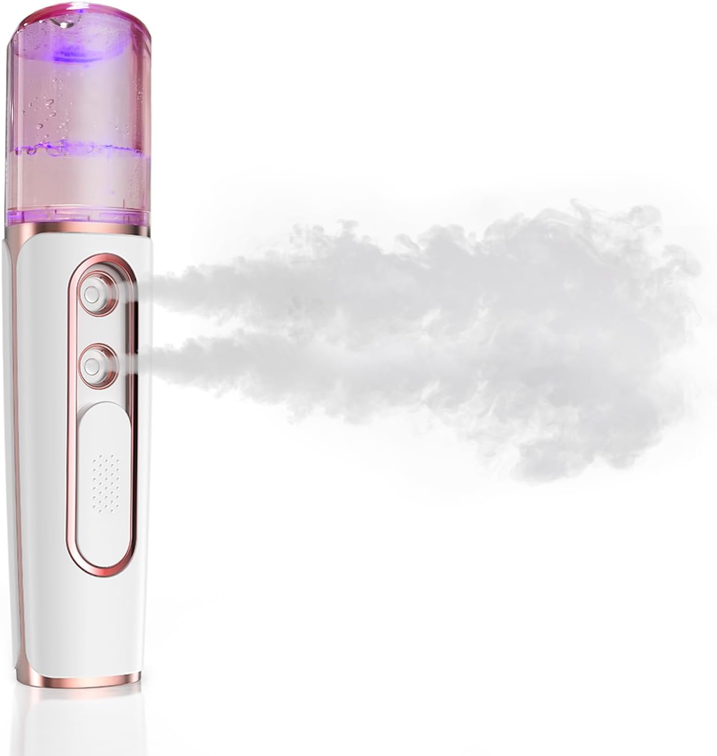 withthesun Nano Facial Mister, Cool Mist Face Steamer with 2 Spray Nozzle, USB Rechargeable, Visual Water Tank, Nano Mister for Eyelash Extensions, Skin Care, Daily Makeup, Deep Hydrating-Pink