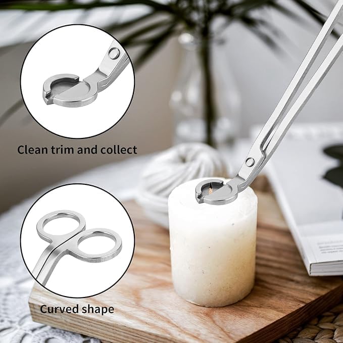 Candle Snuffer and Wick Trimmer Accessory Set, 3 in 1 Candle Care Kit for Candle Lover (Silver)