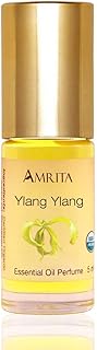 AMRITA Aromatherapy: Ylang-Ylang Essential Oil Essential Oil Perfume - USDA Certified Organic & Alcohol-Free - Blended with Premium Therapeutic Quality Essential Oils - Size: 5ML