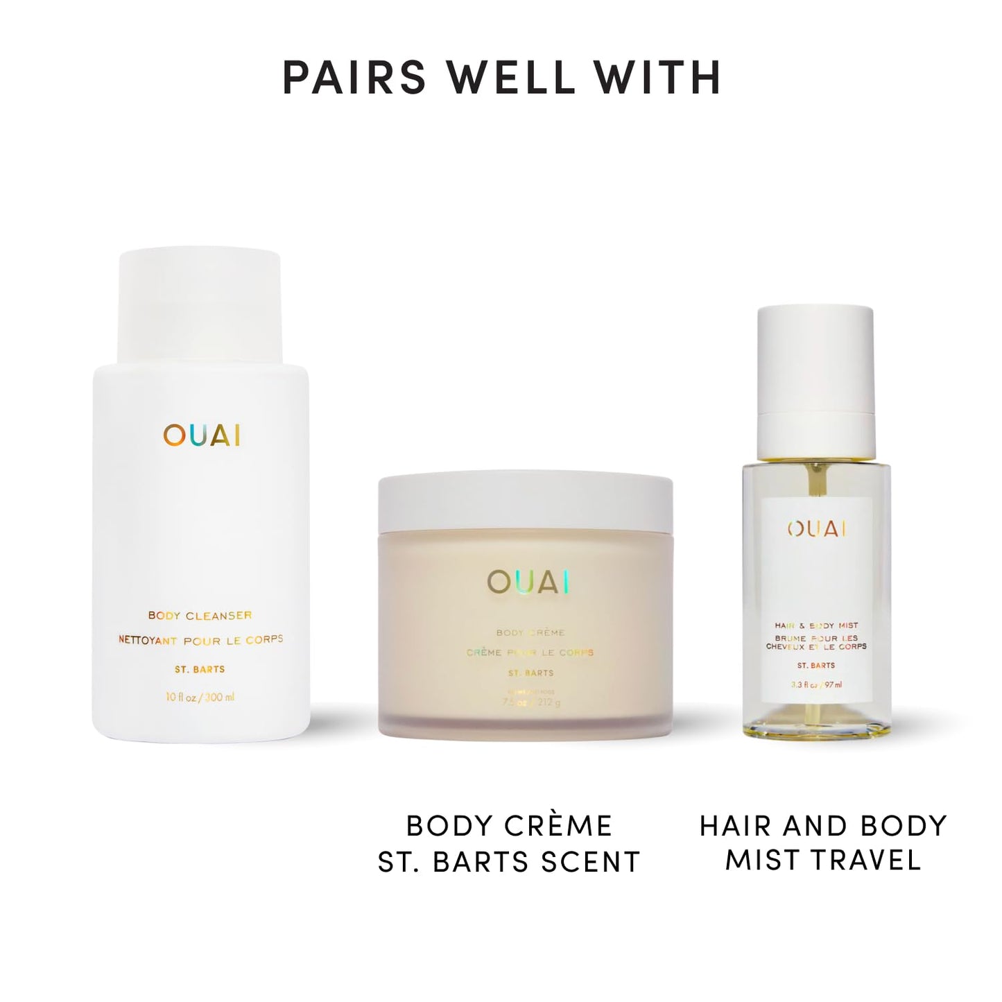 OUAI Body Cleanser, St. Barts - Foaming Body Wash with Jojoba Oil and Rosehip Oil to Hydrate, Nurture, Balance and Soften Skin - Paraben, Phthalate and Sulfate Free Skin Care Products (10 Fl Oz)