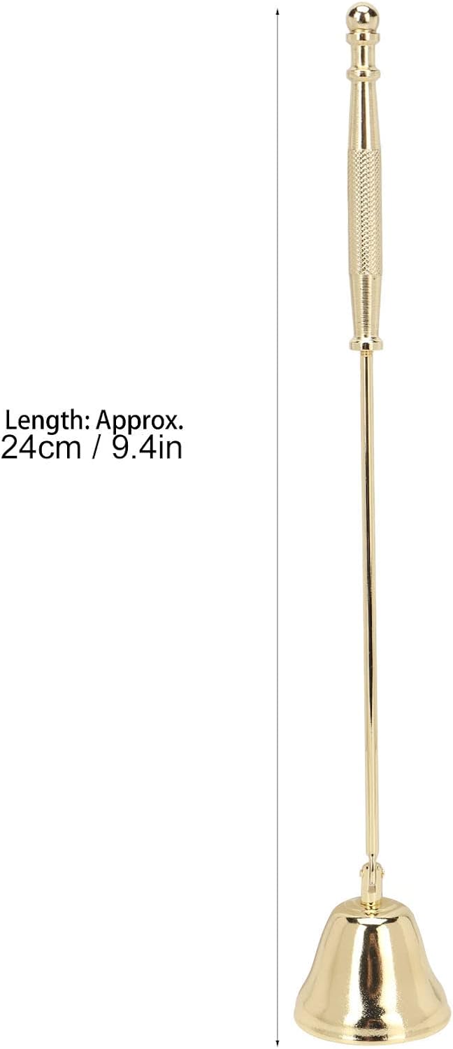 BRRNOO Candle Wick Trimmer and Snuffer, Golden Iron-Plated Bell Shaped Long Handle Candle Extinguisher 3pcs Set for Candle Lovers