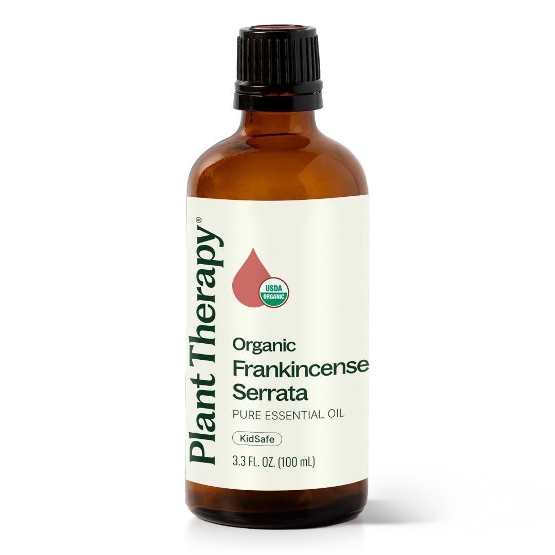 Plant Therapy Organic Frankincense Serrata Essential Oil, 100 mL (3.3 oz), USDA Certified Organic, 100% Pure and Undiluted, Great for Aromatherapy and DIY Skin Care