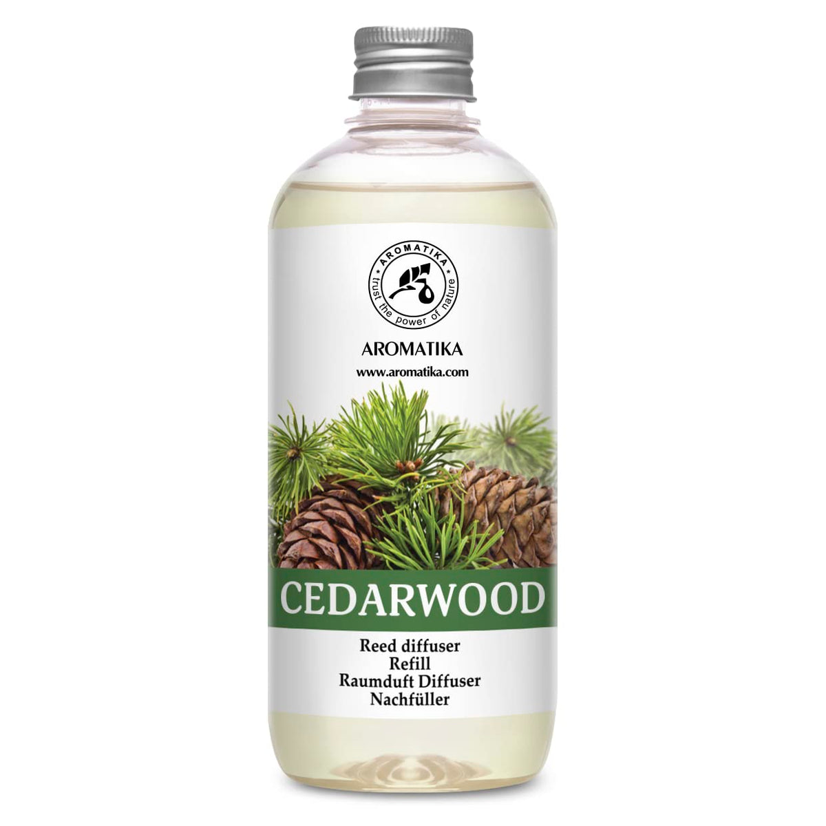 Reed Diffuser Refill Cedarwood 17 Fl Oz (500ml) - Scented Diffuser with Natural Cedarwood Oil - Room Diffuser Refill - Room