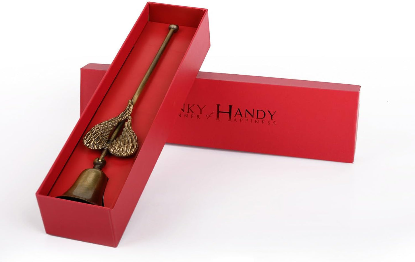 Heart-Shaped Angel Wing Brass Candle Snuffer, Bell Flame Extinguisher with Long Handle, Decorative Home Decor Accessory (Antique)