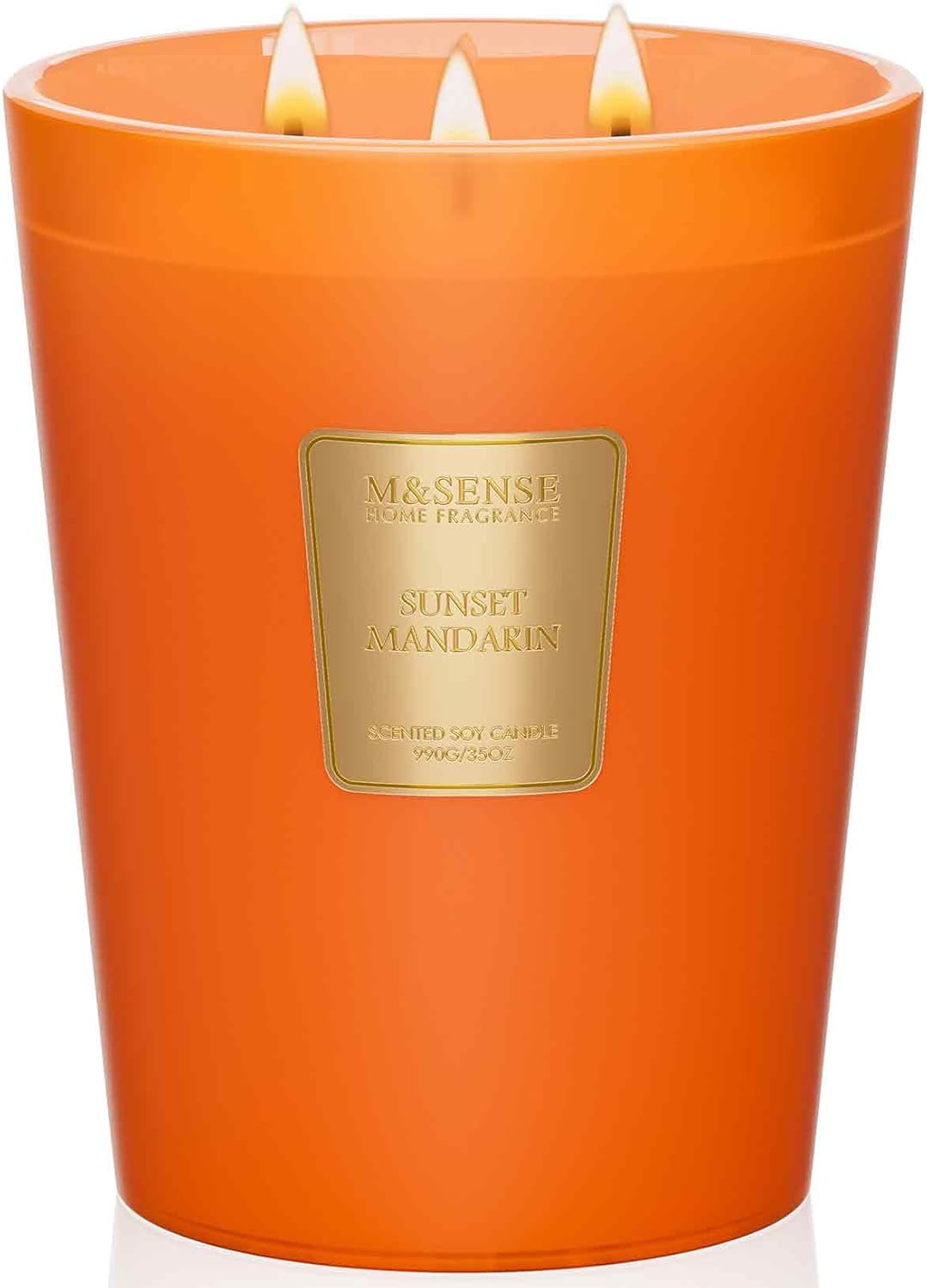 M&SENSE Sunset Mandarin Scented Candle, 35oz 3 Wick 50H, Natural Soy Large Citrus Aromatherapy Candles, Summer Kitchen & Living Room Refresh, Housewarming Gift