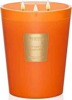 M&SENSE Sunset Mandarin Scented Candle, 35oz 3 Wick 50H, Natural Soy Large Citrus Aromatherapy Candles, Summer Kitchen & Living Room Refresh, Housewarming Gift