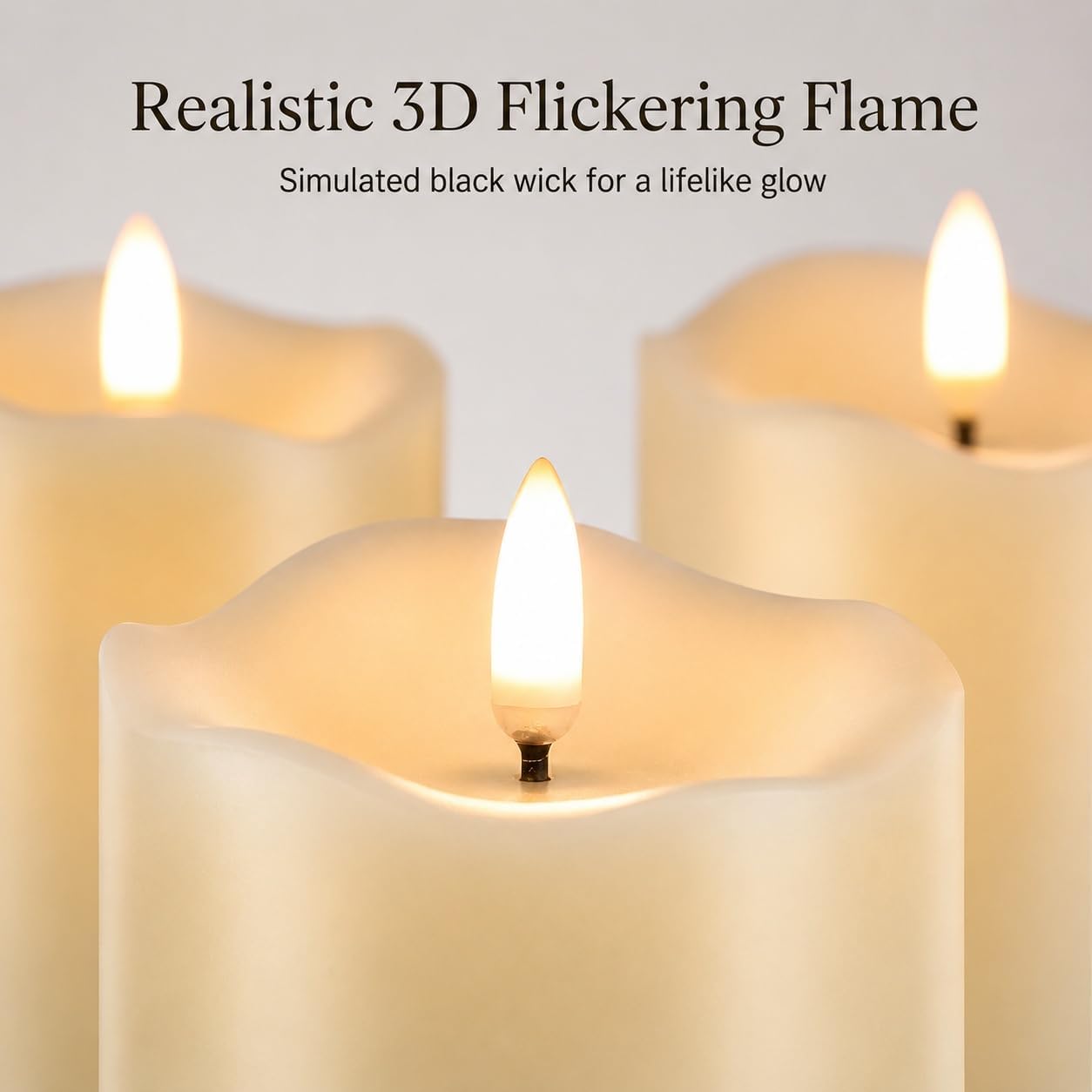 ANGELLOONG Flickering Flameless Candles, Realistic Battery Operated Candles with Remote and Timer, Set of 3 LED Candles for Fall Room Home Wedding Decor Centerpieces Table Party Christmas Decorations
