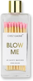 Funny Decorative Candle Matches - Blow Me - Glass Bottle Safety Matches with Light Pink Tips, Funny Birthday Gift, Celebration Gift, Bathroom Jewelry by Chez Gagné
