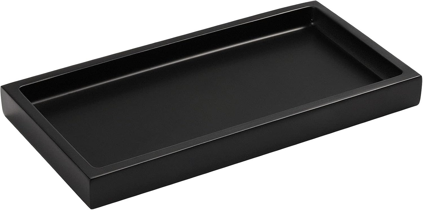 Luxspire Bathroom Vanity Tray, 8 x 4 inch Resin Dresser Jewelry Ring Dish Tank Storage Kitchen Sink Countertop Organizer Plate Holder for Perfume Soap Towel Bathroom Accessories, Mini, Matte Black