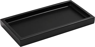 Luxspire Bathroom Vanity Tray, 8 x 4 inch Resin Dresser Jewelry Ring Dish Tank Storage Kitchen Sink Countertop Organizer Plate Holder for Perfume Soap Towel Bathroom Accessories, Mini, Matte Black
