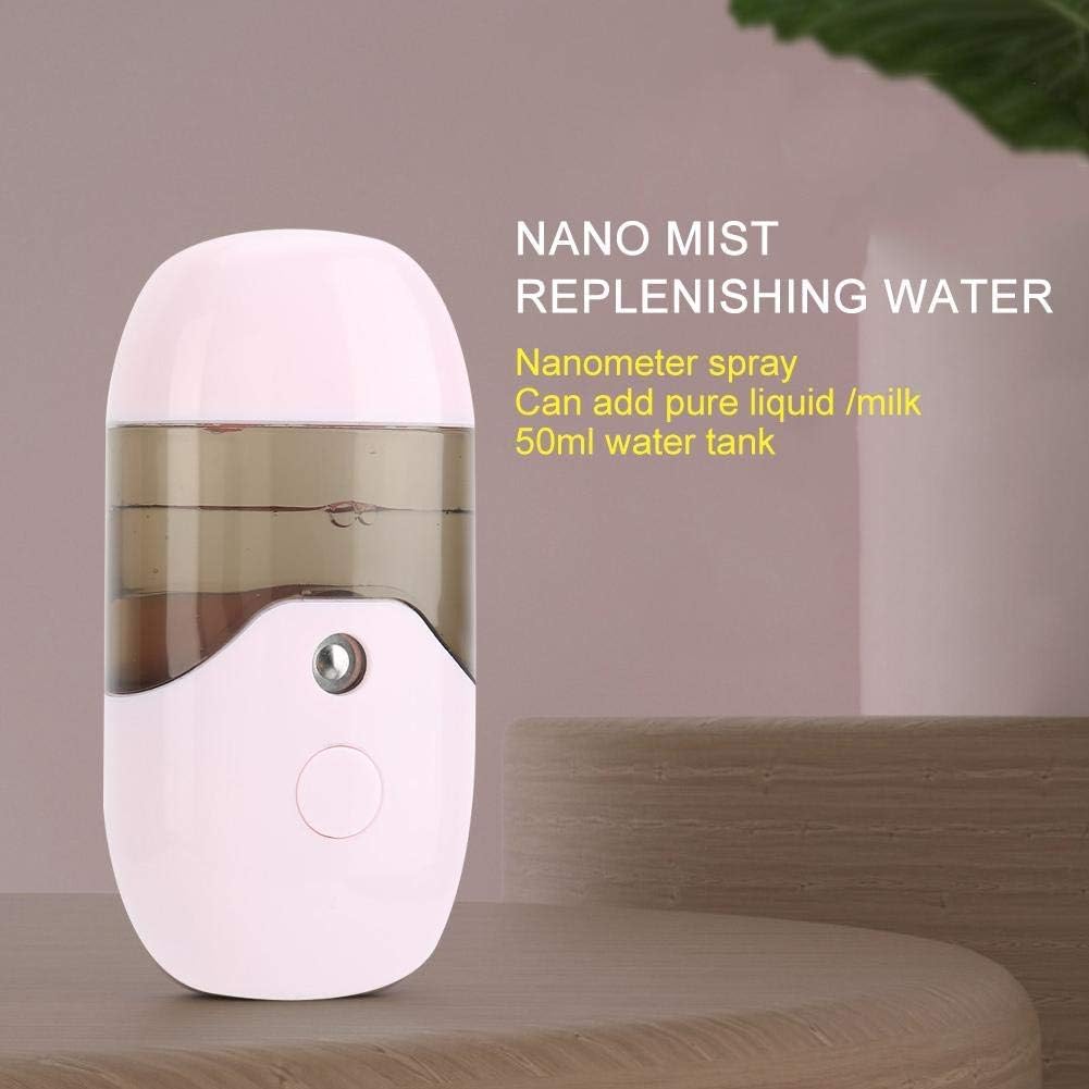 50ml Large Capacity Nano Mist Sprayer, Portable Handheld USB Face Moisturizing Refreshing Hydrating Atomization Machine Facial Skin Care Beauty Instrument(pink)