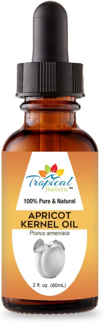 Tropical Holistic 100% Pure Organic Apricot Kernel Oil, 2 oz - Natural Cold-Pressed Apricot Seed Oil from Turkey - Ideal for Massage, Skincare, Hair, Body, Aromatherapy for Men & Women