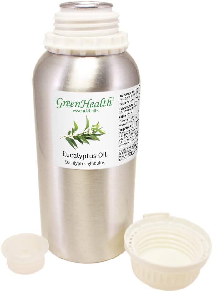 GreenHealth Eucalyptus Essential Oil – 16 fl oz (473 ml) – 100% Pure & Natural – Aromatherapy Oil in Aluminum Bottle – for Diffuser, Cleaning, Room Spray, and Home Fragrance