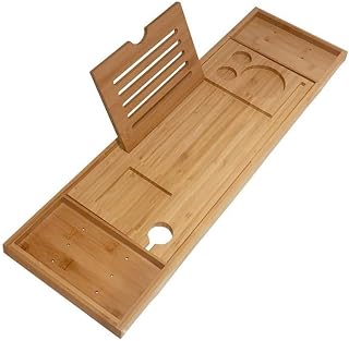 Bathtub Rack, Wood Storage Caddy, Retractable Bathtub Tray, No Need to Install Storage Board, Tray Rack for Bathroom, Bedroom, Lounge