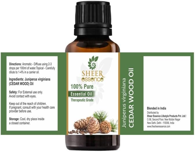 Cedar Wood Oil -(Juniperus Virginiana)- Essential Oil 100% Pure Natural Undiluted Uncut Therapeutic Grade Oil 0.16 Fl.OZ