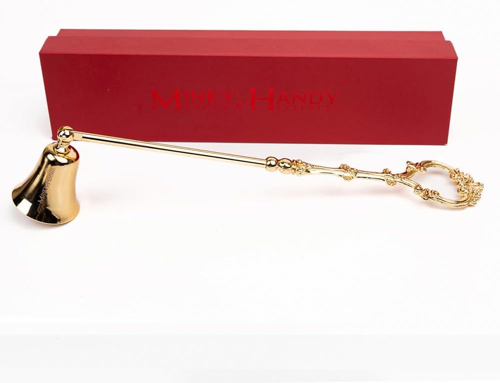 Vintage Candle Snuffer Brass, Candles Flame Extinguisher with Long Handle, Accessory for Candle Lovers (Gold)