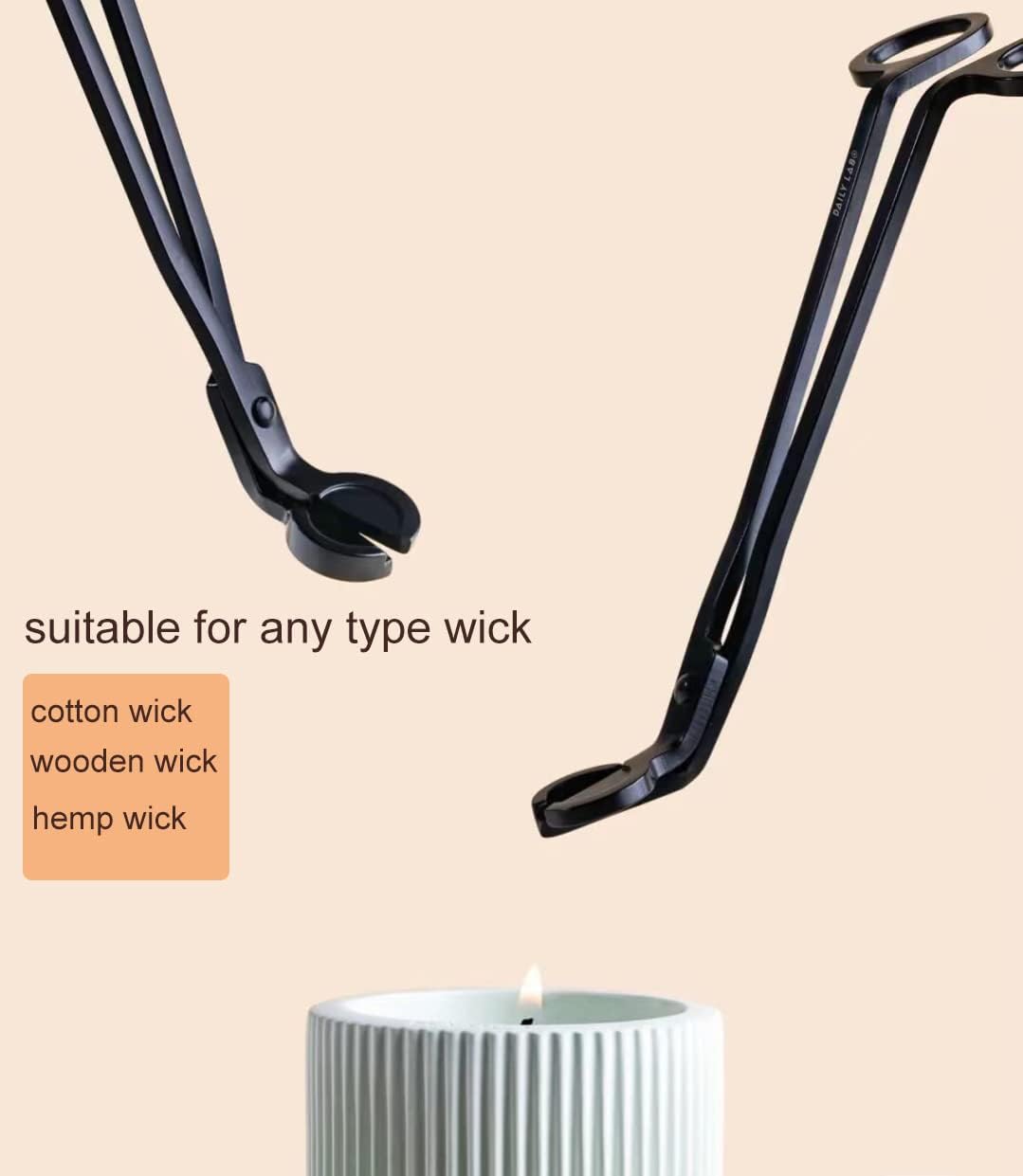 Stainless Steel Wick Trimmer - Cutter & Clipper for Candle Lovers, Black