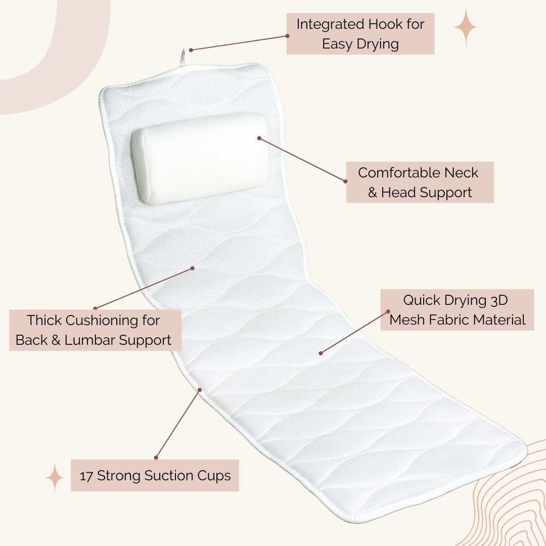 Bathtub Tray and Full Body Bath Pillow Set - Foldable Bath Tray for Tub and Full Body Bath Cushion for Ultimate Relaxation - Perfect Self Care Gift, Bath Accessories for Women, Spa Gifts for Women.