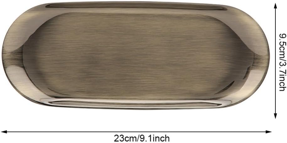 Stainless Steel Decorative Tray 9.1x3.7 Inch – Aromatherapy Candle Organizer with Mirror Polish for Home Decor & Snack Serving(Bronze)