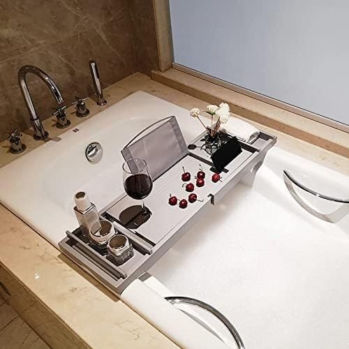 Extendable Bathtub Tray Caddy nizer - Waterproof Bath Table Board Shower Storage Rack Drain Shelf Perfect for Relaxing & Spa Experience
