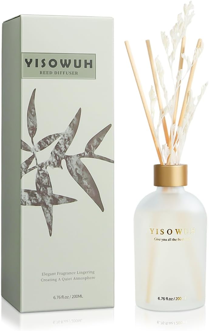Reed Diffuser - Orange - 200ml Rattan Reed Diffuser Set with Essential Oils and 8 Reeds, Long-Lasting Fragrance for Home, Bathroom, Bedroom, Room, Decor