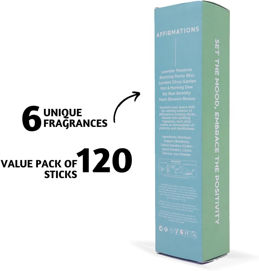Folkulture Incense Sticks (120 Sticks) | Set of 6 Affirmations Incense for Fathers Day, Graduation Gifts & Pride Gifts | Meditation, Aromatherapy, Organic, Non Toxic,Coconut Milk, Lavender, Vanilla