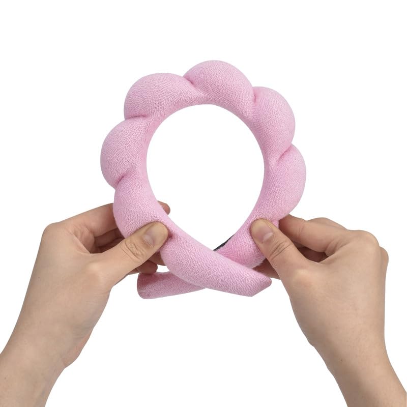 Soft Puffy Headband for Washing Face – Terry Cloth Skincare & Makeup Removal Hair Band for Women & Girls | Non-Slip Bubble Spa Headbands for Facial, Exfoliating, Bath & Beauty Routine