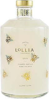 LOLLIA Wish Bubble Bath, 33.8 fl oz / 1 L, Vanilla Bean, Rice Flower, Jasmine Leaves & Sugar Cane Scent, Luxury Hydrating & Relaxing Bubble Skin Care for Women, Delicate Bubbling Bath, Glass Bottle