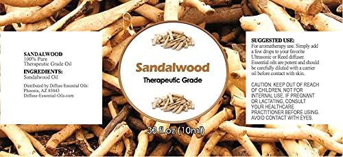 Healing Solutions 10ml Sandalwood Essential Oil for Diffuser and Aromatherapy (0.33 fl oz)