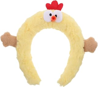 Beavorty Funny Chicken Plush Headband for Makeup Skincare and Face Washing Cute Cartoon Chick Hair Accessory for Spa Days and Photo Props
