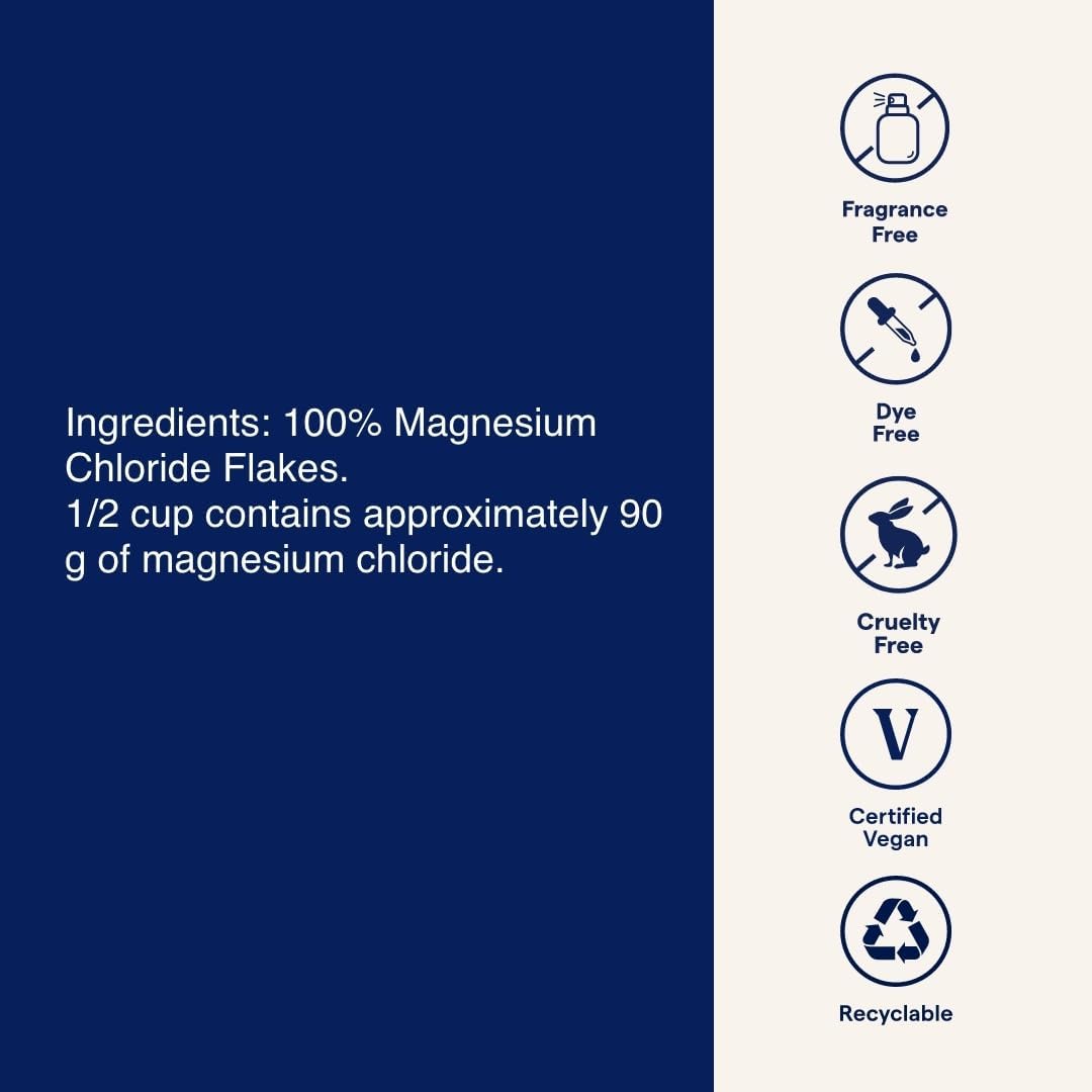 Trace Minerals Magnesium Flakes - Magnesium Bath Flakes for a Soothing Soak - Soft Skin - Sleep Support - Soothe Tired Muscles & Body Stiffness - Maximum Absorption - Vegan & Unscented - 25.4 oz