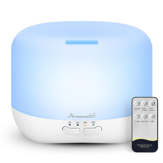 Aromatherapy Essential Oil Diffuser for Room: 500ml Colorful Aroma Air Humidifier with Adjustable Cool Mist Mode