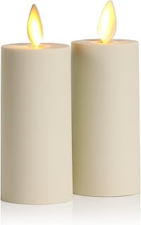 Luminara Realistic Artificial Moving Flame Votive Candle - Set of 2 - Moving Flame LED Battery Operated Lights for Christmas, Halloween - Remote Ready - Remote Sold Separately - Ivory - 1.5" x 4"