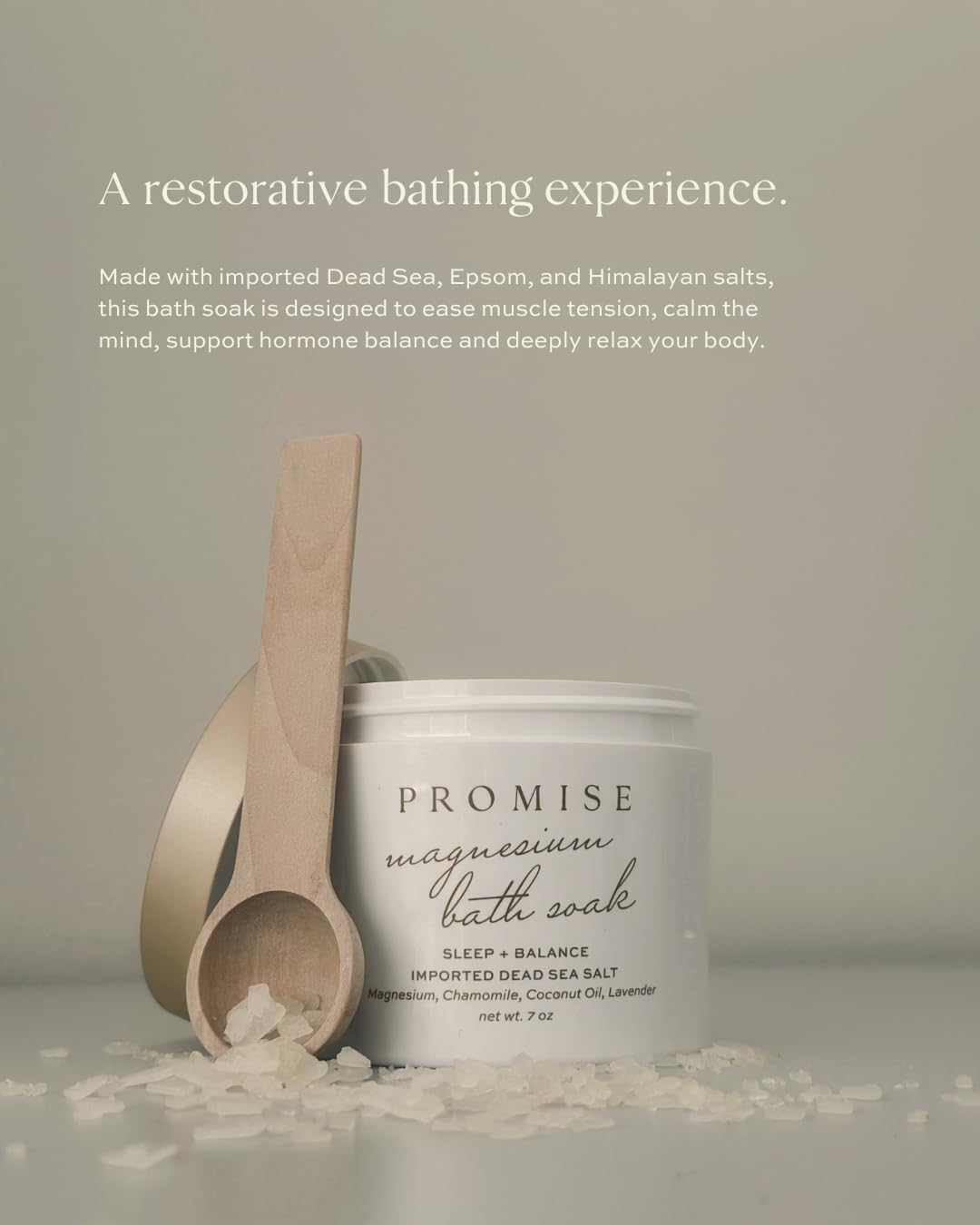 Promise Magnesium Bath Salts with Dead Sea Salt, Epsom Salt & Himalayan Salt | Lavender, Coconut & Chamomile Oils | Restorative Soak for Relaxation & Recovery | 6 Oz
